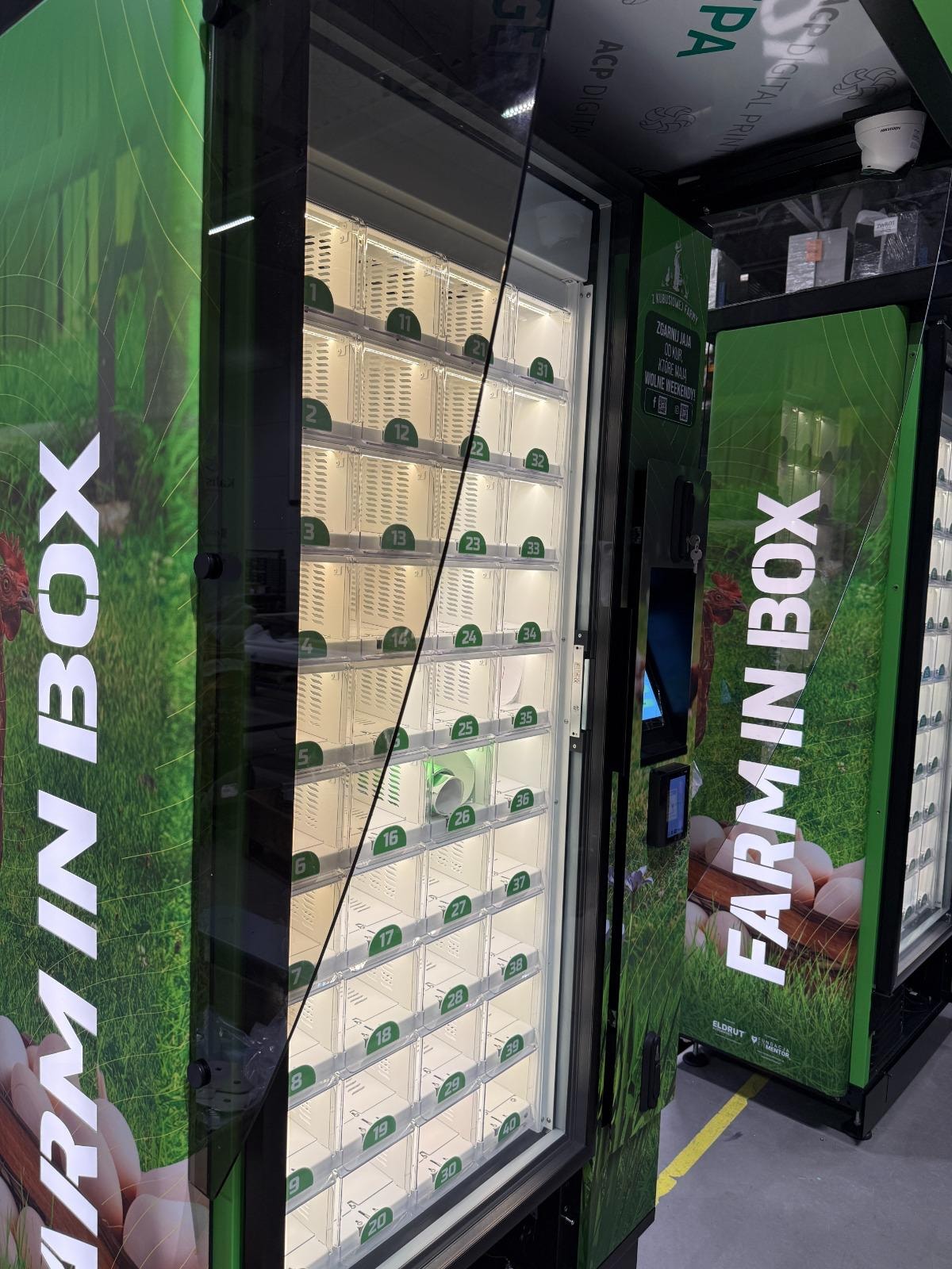 Green Farm in Box machine with compartments for egg cartons